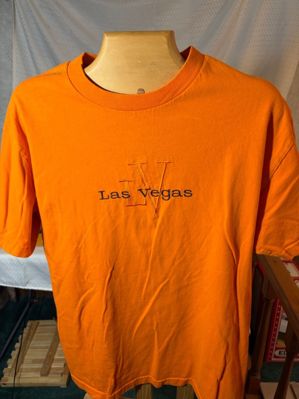 Las Vegas Embroidered Orange Short Sleeve Tee